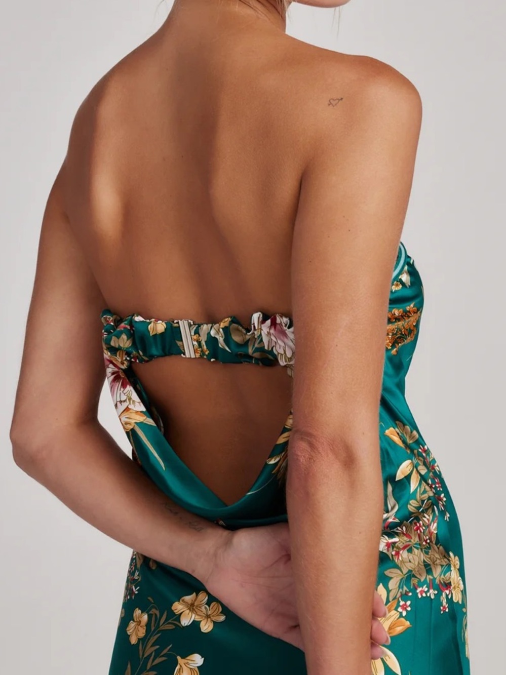 12th Tribe Teal Strapless Floral Maxi Dress - Picture 4 of 7